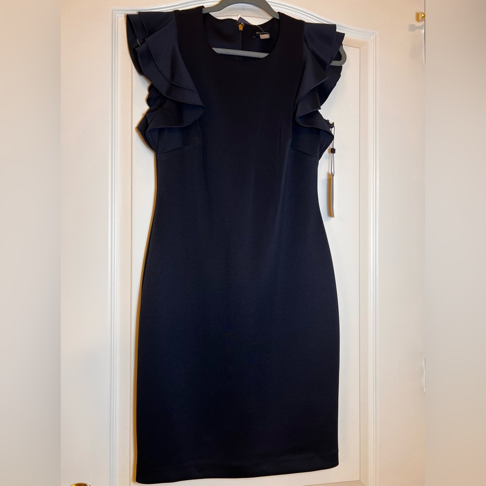 Tommy Hilfiger | Navy Scuba Ruffle Cap Sleeve Sheath Dress Sz. 6 NWT